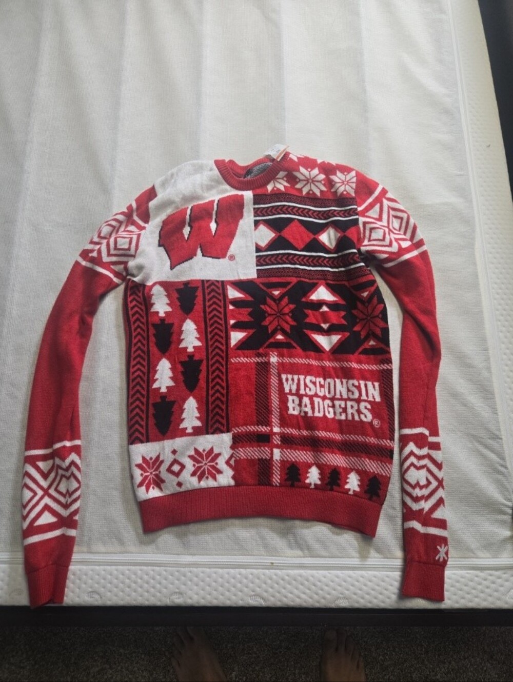 Red Wisconsin badger christmas crewneck Sweater